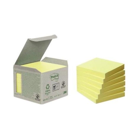 Ökologisches Post-IT® Selbstklebendes Notizbuch 76x76mm, 6x100 Blatt Gelb (654-1B) 3M-UU009544105 (1/5)
