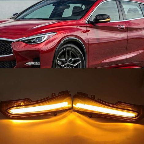 Ein Paar sequentielle Blinker für die Rückspiegel der Infiniti Modelle Q30/Q50/Q60, Q70, QX50 und QX60. (1/4)