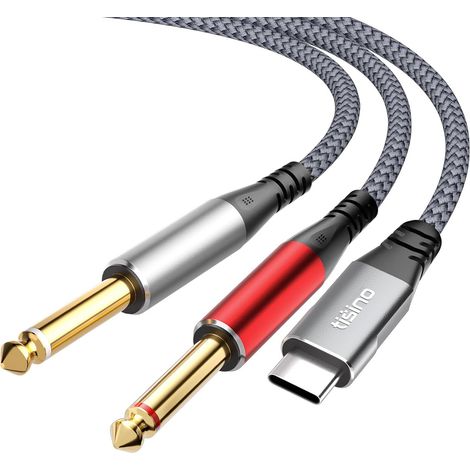 Câble Jack USB C vers Double Jack 6,35mm TS Mono Splitter, 1M (1/5)
