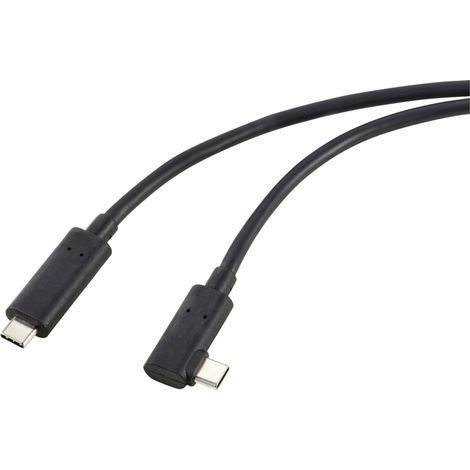Renkforce fibre de verre Câble USB-C USB 3.2 Gen2 USB-C® mâle coudé d'un côté 10.00 m noir RF-5625884 C950152 (1/4)
