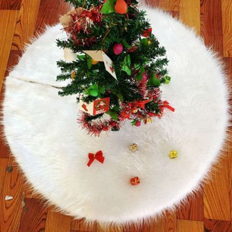 Jupe de sapin de Noël en peluche blanche pure, disponible en 78 cm, 90 cm, 122 cm et 150 cm. Décorations pour sapin de Noël. (1/5)