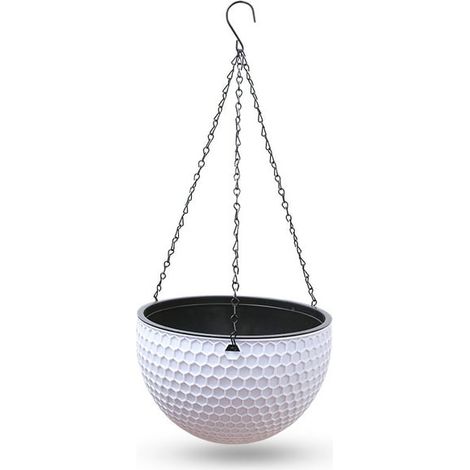 Suspension jardinière pour plantes fleurs - Lot de 3 paniers suspendus 25 cm, intérieur extérieur balcon terrasse, pot à fleurs avec crochet, décoration végétale durable (1/3)