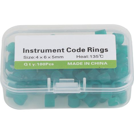 100 anneaux de code couleur dentaire en silicone non toxique, accessoires dentaires (vert) (1/5)
