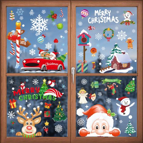 9 Christmas window stickers, decorative Christmas window stickers, reusable removable PVC window stickers for Christmas home decoration, 20 × 30 cm (1/4)