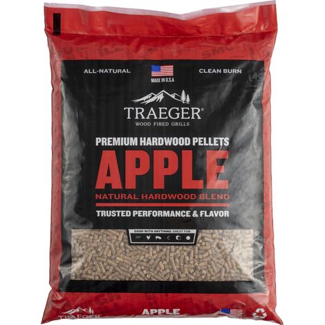 Sac à pellets pommier pour barbecue 9 kg – Saveur fruitée pour grillades – Bois d'allumage premium pour barbecue à pellets – Traeger (1/6)