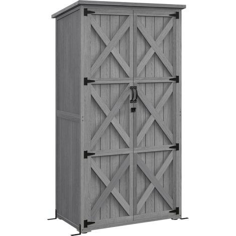 Armoire de jardin Delfino rangement extérieur sécurisé étanche gris 90x54x168 cm