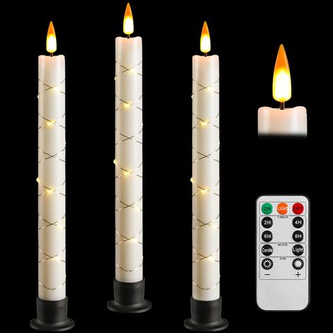 de Bougie LED avec télécommande et minuterie à piles guirlandes lumineuses ivoire bases lot 3 noires (1/5)
