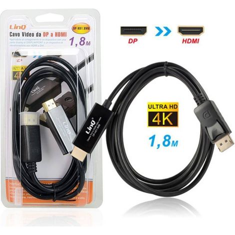 Linq - Cavo Video Convertitore Da Displayport Dp A Hdmi 1.8 Mt Ultra Hd 4k Dp-hd1.8m - (1/3)