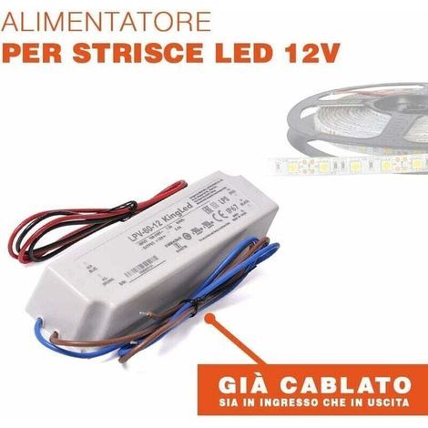 Bloc d’Alimentation 12V 60W 5A Haute Qualité Imperméable Ip67 adapté à l'extérieur modèle MeanWell LPV-60-12 Transformateur pour Bande LED 12V (1/4)
