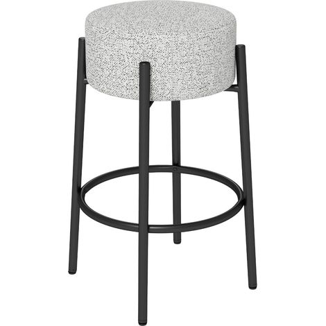 Sgabello da bar senza schienale altezza 68 cm seduta rotonda imbottita comfort ottimizzato design moderno in lino grigio 200014161