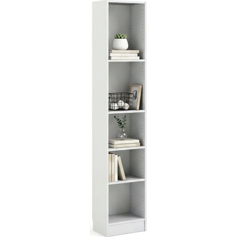 Dmora Libreria a cinque vani, colore bianco, cm 40 x 203 x 26, con imballo rinforzato