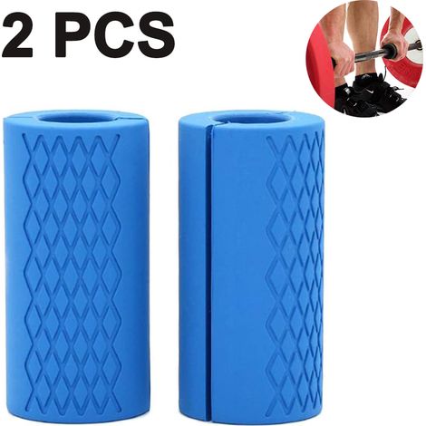 Bar Grips - Silicone Thick Bar Grips for Barbells and Dumbbells - 24 mm Inner Diameter - Fitness Hand Protector for Weightlifting Pull Up Shrugs - 2 pcs (1/5)