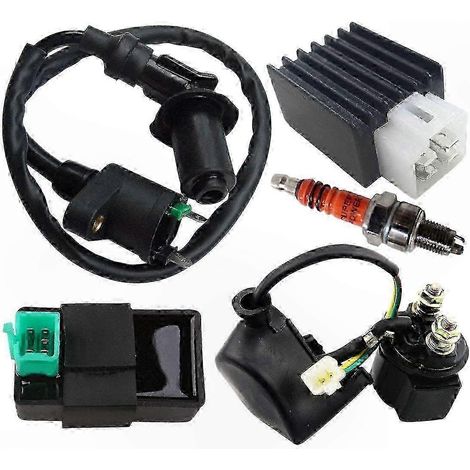 Boîtier CDI 5 broches, bobine d'allumage, relais, régulateur de tension, bougie pour quad/moto tout-terrain 50cc, 70cc, 90cc, 110cc et 125cc (1/5)