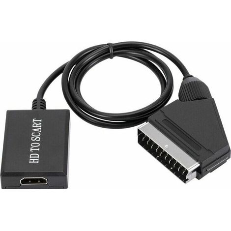 Convertisseur HDMI vers péritel 1080p – Adaptateur audio vidéo SCART – Compatible NTSC/PAL – Plug and play – Technologie de mise à l'échelle (1/5)