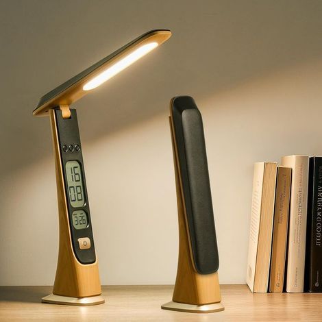Wiederaufladbare Schreibtischlampe 1800 mAh, 3-farbige Tischlampe mit Zeitanzeige, Touch-Steuerung, faltbar, für Büro, Lesen und Lernen (Netzteil nicht im Lieferumfang enthalten) (1/5)
