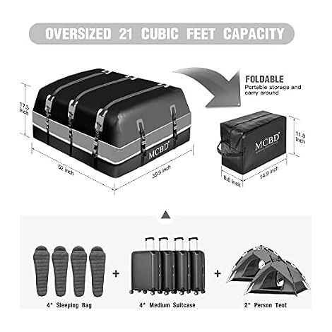 Roof Box Roof Luggage Luggage Storage Box Portable Fits All Vehicles, SUVs With/Without Rails - With Straps and Door Hooks (1/4)