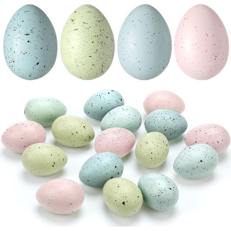 Œufs de Pâques Mouchetés Pastel 2,4 Pouces – 16 Pièces avec Bol – Idéal comme Remplissage de Vase et Décor de Table Printanier (1/5)