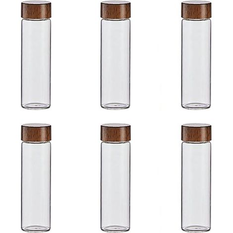 Set da 6 pezzi di vasetti dosatori in vetro, mini vasetti in vetro, bottiglie in vetro richiudibili, vasetti per chicchi di caffè con tappi a vite, riutilizzabili, pratici (1/5)