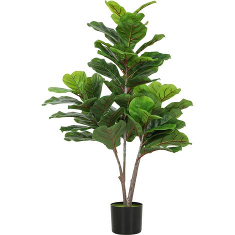 Künstliche Geigen-Feigenbaum 110cm Kunstpflanze, Plastik Künstliche Pflanzen im Topf, Dekoration Geschenk