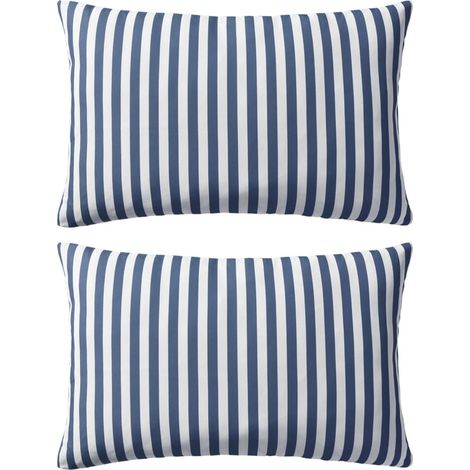 Cuscini da Esterno 2 pz Stampa a Righe 60x40 cm Blu vidaXL
