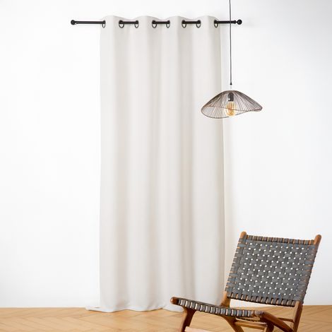 Rideau phonique coton et chanvre tressage naturel Blanc 140x240 cm