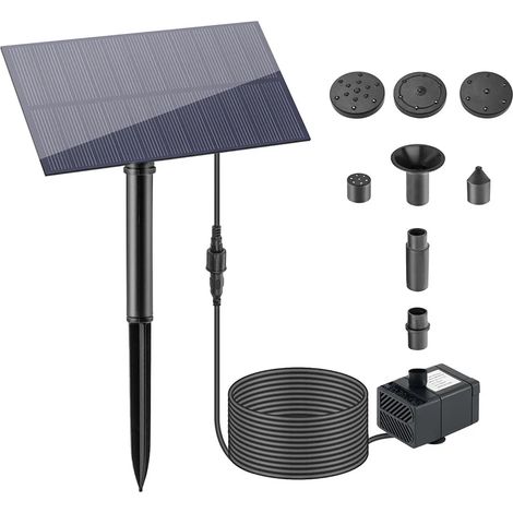 Fontaine solaire flottante (5W 5V) 3,5W avec éclairage LED multicolore et cascade, débit de 240 l/h, idéale pour jardin ou bassin. Pompe solaire flottante pour bassin à poissons. (1/5)
