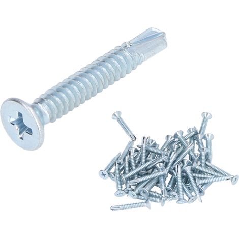 Vis autoperceuses en acier carbone 4.8x32mm, tête plate, pour assemblage et fixation, lot de 50