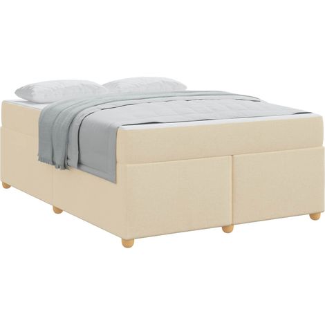 Maison Exclusive - Struttura del letto con materasso Crema 160 x 200 cm Tessuto (1/5)