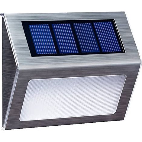 Lampe solaire de jardin en acier inoxydable à 3 LED pour escaliers extérieurs, allées et terrasses - Éclairage public solaire LED (1/5)