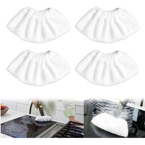 Pair Nettoyage à la vapeur en microfibre pour la buse manuelle, ensemble de chiffons éponge, housse en coton éponge, compatible avec la plupart des Nettoyeur à vapeur (Blanc) (1/5)