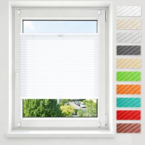 aubor Plissee ohne Bohren & zum Kleben Klemmfix Weiß 120x120cm (BxH) (1/5)
