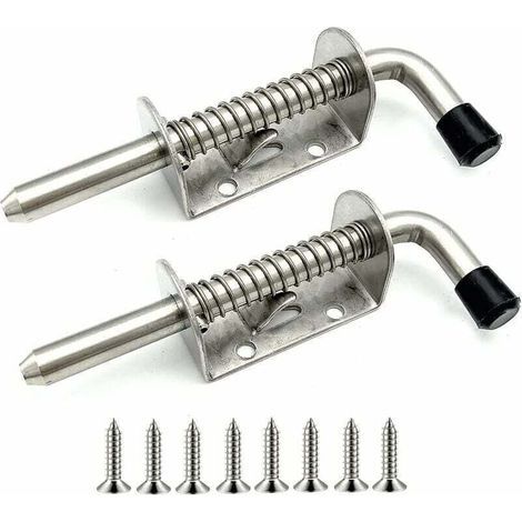 Lot de 2 verrous à ressort en acier inoxydable pour porte de garage, abri de jardin, cour, poulailler (128 mm)- (1/3)
