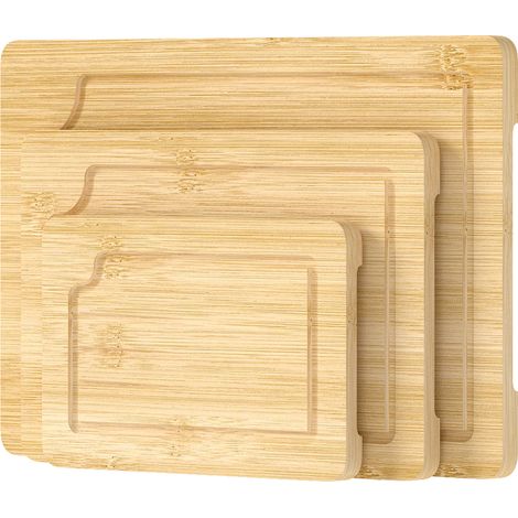Toque 3Pcs Bamboo Cutting Board Set Chopping Boards Serving Platter Kitchen