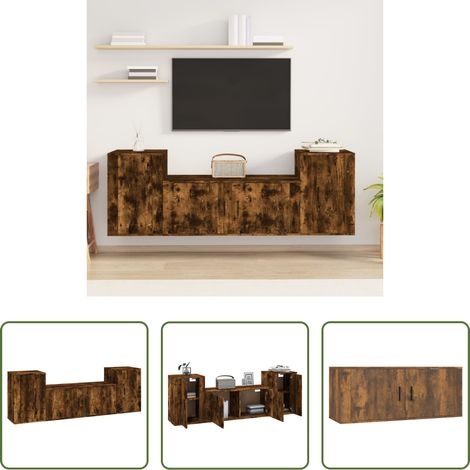 Holzwerkstoff - 3-tlg. TV-Schrank-Set Räuchereiche Holzwerkstoff (1/5)