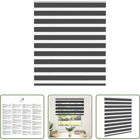 Store à deux couches - Store zèbre noir 130x100 cm largeur du tissu 125,9 cm polyester (1/5)