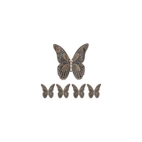 Juego de 5 pomos antiguos para muebles con forma de mariposa - Crezuo