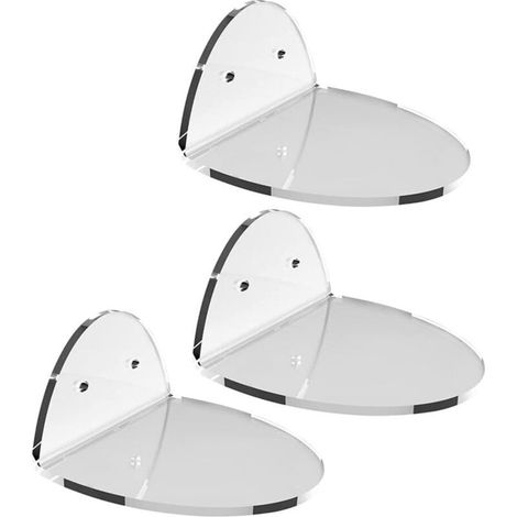 Small Wall Shelf Without Drilling, 3PCS Circular Extendable Wall Shelf, Invisible Wall Mounting, Acrylic Floating Wall Shelves for Office, Bedroom, Bathroom, Kitchen (1/5)