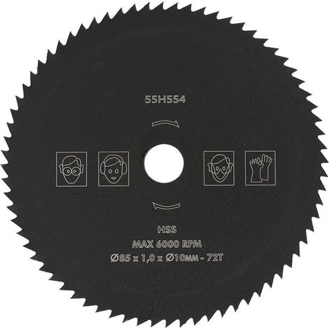 Jeffergarden Lame de scie circulaire en acier rapide 72 dents 85 mm x 10 mm, adaptée au bois et au métal