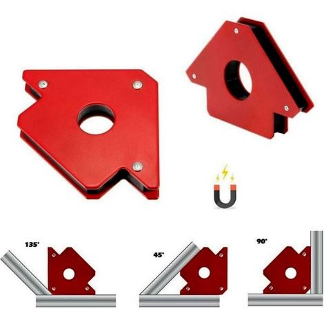 SQUADRA MAGNETICA MAGNETE PER SALDATURA SALDATRICE 45° 90° 135° 50LB 22Kg (1/5)