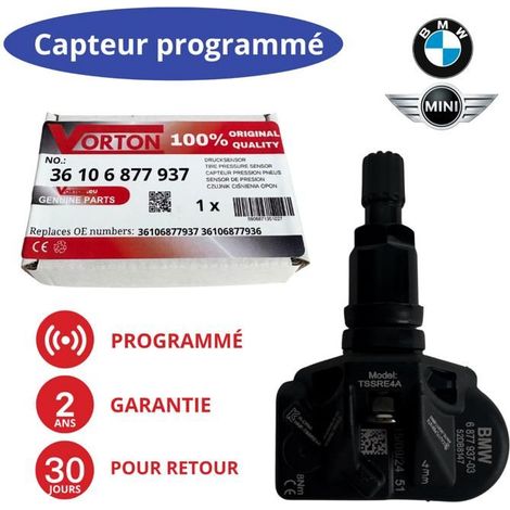 Sensore TPMS 433MHz per BMW (X1 U11, X2 U10, X5 G05, X6 G06, X7 G07, iX, i4, i5, i7) – Rif. 6877936/6877937
