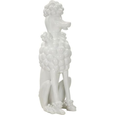 Statua Cane Barboncino Seduto - Design Moderno in Polyresin Bianco - Cm 20x26x61 - Complemento d'Arredo Raffinato