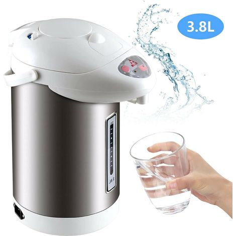 Distributeur d'eau chaude 3,8 l 750 W en acier inoxydable - Pour école, maison, bureau, hôtel - Anti-dry - Fonction maintien au chaud - Pour 1 à 5 personnes (1/5)