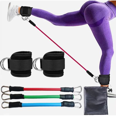 Lot de 5 bandes de résistance pour chevilles - Bandes de résistance - Élastiques de fitness - Bandes de résistance pour le fitness - Avec sangles réglables - Convient pour le yoga et le fitness - TPE (1/5)