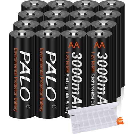 Batteries Rechargeables, Ni-MH, Puissance Durable, 16pcs batterie, 1.2V-b (1/2)