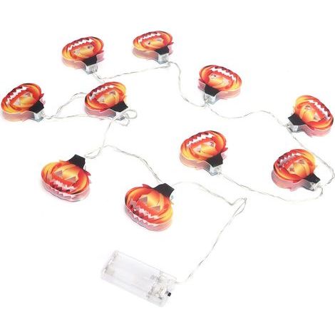 Guirlande lumineuse citrouille à 10 LED, lampes décoratives d'Halloween à piles, accessoires (1/5)