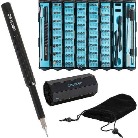 Tournevis Manuel Cecotec PrecissionGyro 300 Infinity, Kit de Précision 128 pièces, Multiples Embouts Inclus, Étui