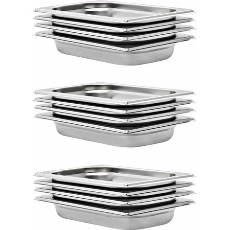 vidaXL Bandejas Gastronorm 12 unidades GN 1/4 40 mm acero inoxidable (1/5)
