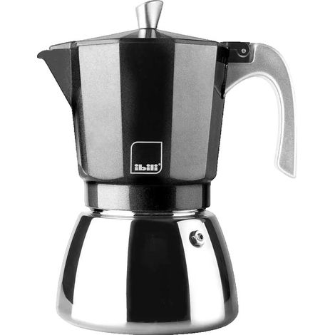 Cafetière italienne Ibili Elba 12 tasses en aluminium noir (1/4)