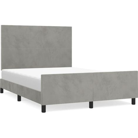 Lit double Lit adulte Cadre de lit sans matelas gris clair 140x200 cm velours (1/5)