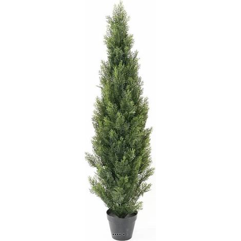 Cyprès artificiel en pot anti-UV pour extérieur H 150 cm Vert - dimhaut: H 150 cm - couleur: Vert